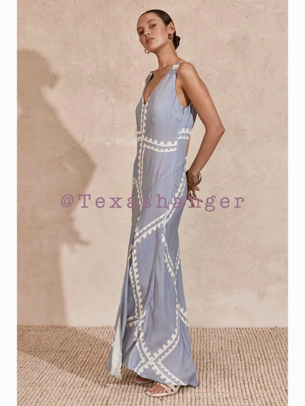 Mon Renn NWT Serape Midi Dress Medium / 10 Blue Postcards - Picture 7 of 13